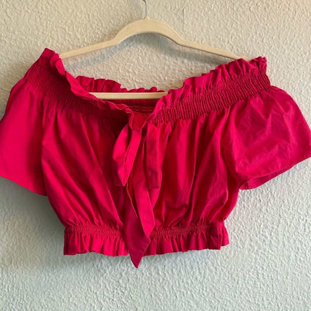 Zara Off The Shoulder Ruffle Crop Top - Picture 5 of 9
